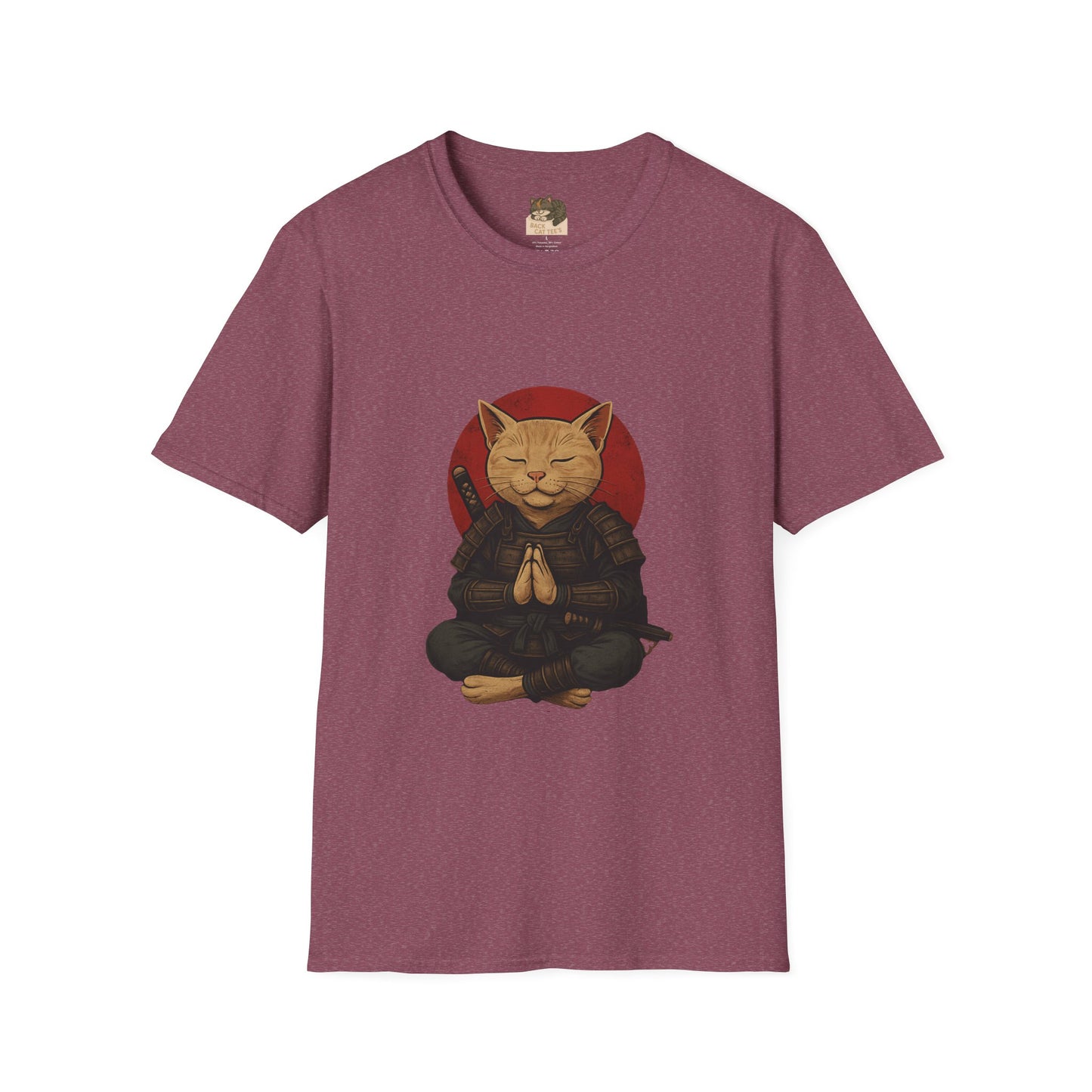 "Meditating Cat Tee" Adult Size Graphic Tee Shirt