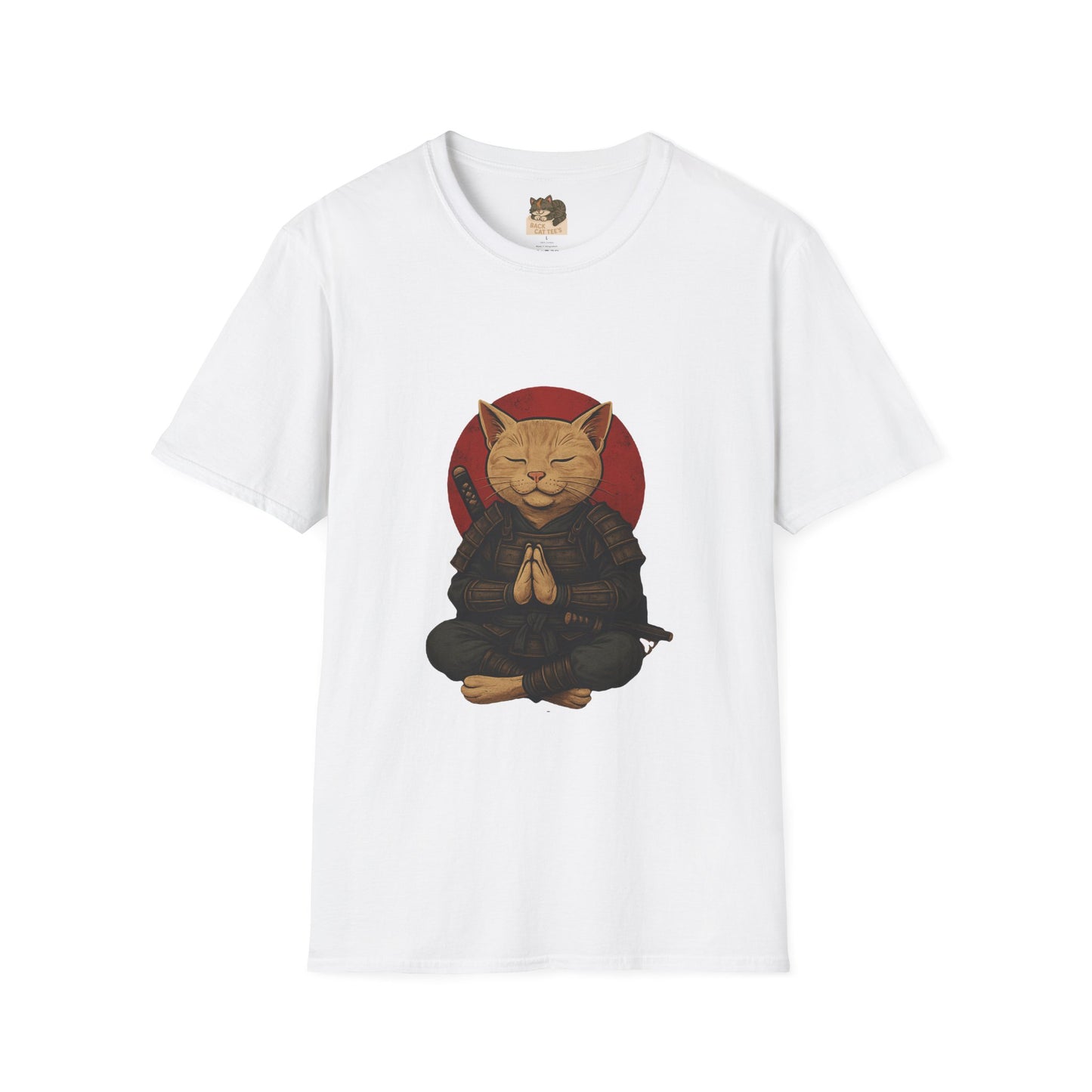 "Meditating Cat Tee" Adult Size Graphic Tee Shirt