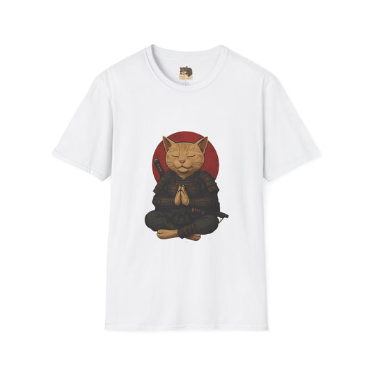 "Meditating Cat Tee" Adult Size Graphic Tee Shirt