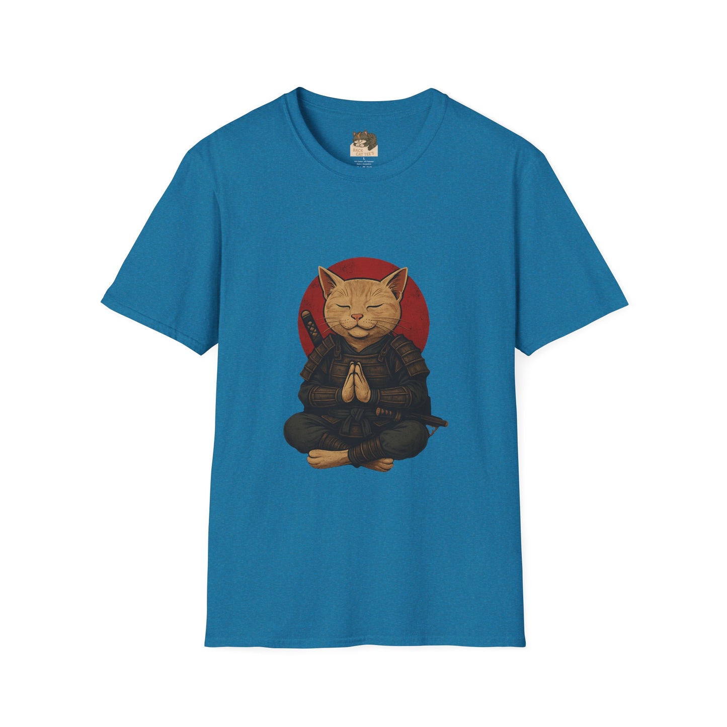 "Meditating Cat Tee" Adult Size Graphic Tee Shirt