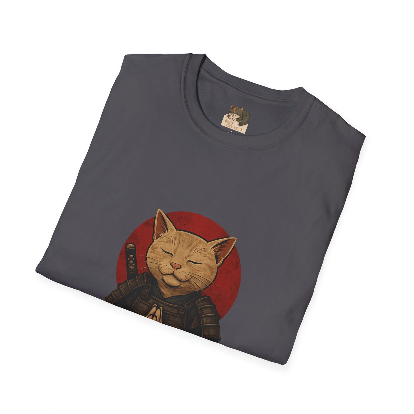 "Meditating Cat Tee" Adult Size Graphic Tee Shirt