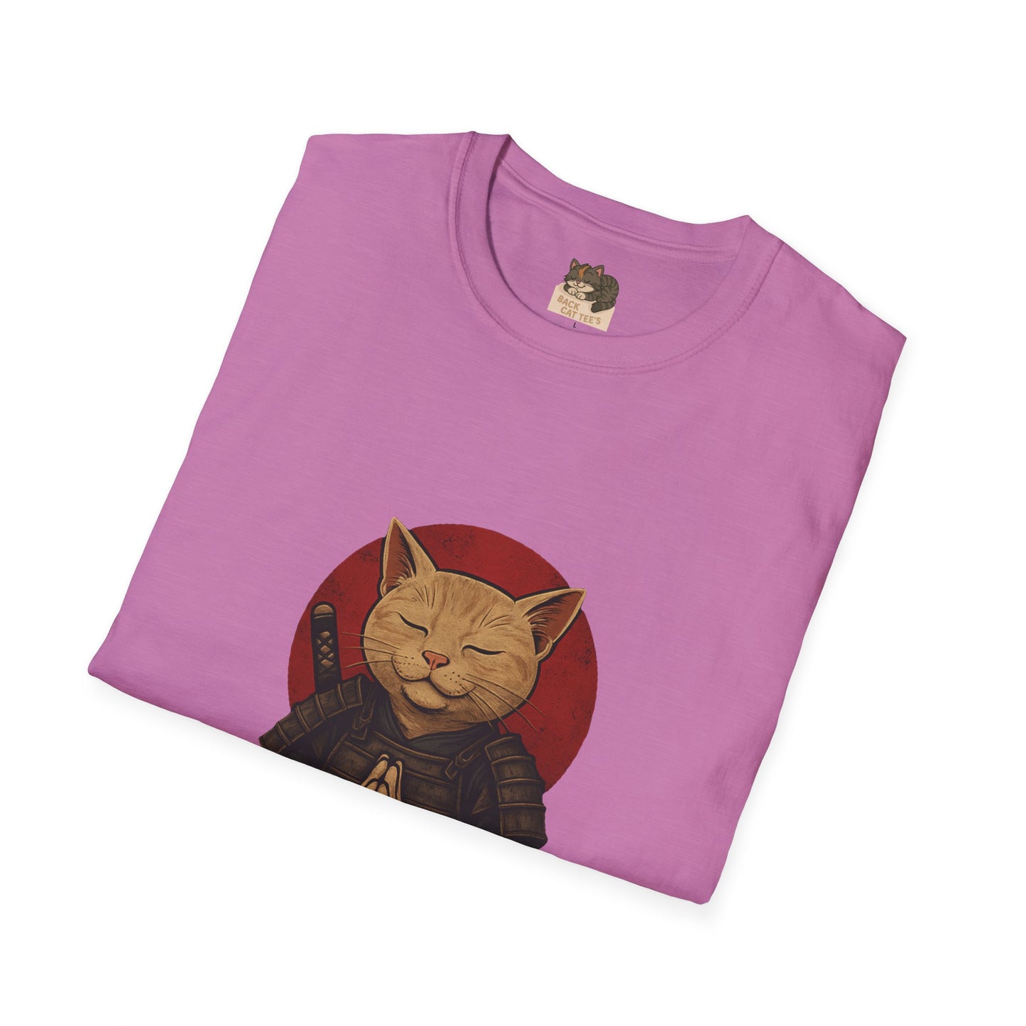 "Meditating Cat Tee" Adult Size Graphic Tee Shirt