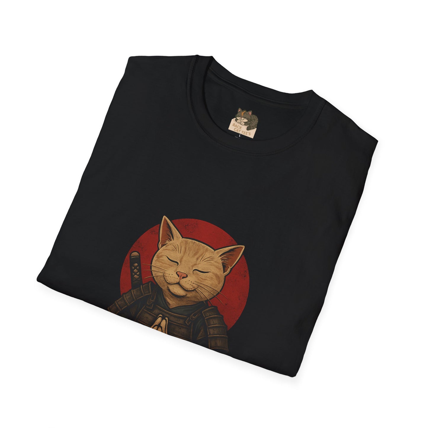 "Meditating Cat Tee" Adult Size Graphic Tee Shirt
