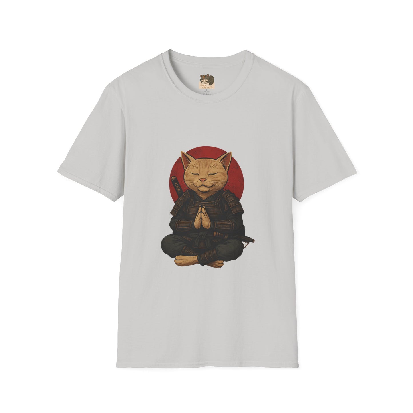 "Meditating Cat Tee" Adult Size Graphic Tee Shirt